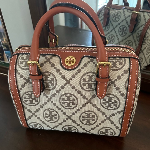 Tory Burch Handbags - Tory Burch T monogram Jacquard mini duffle/barrel bag